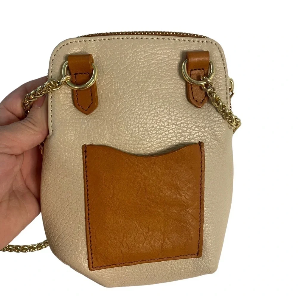 Valentina Pebbled Leather Crossbody Bag Purse Off-White Cream